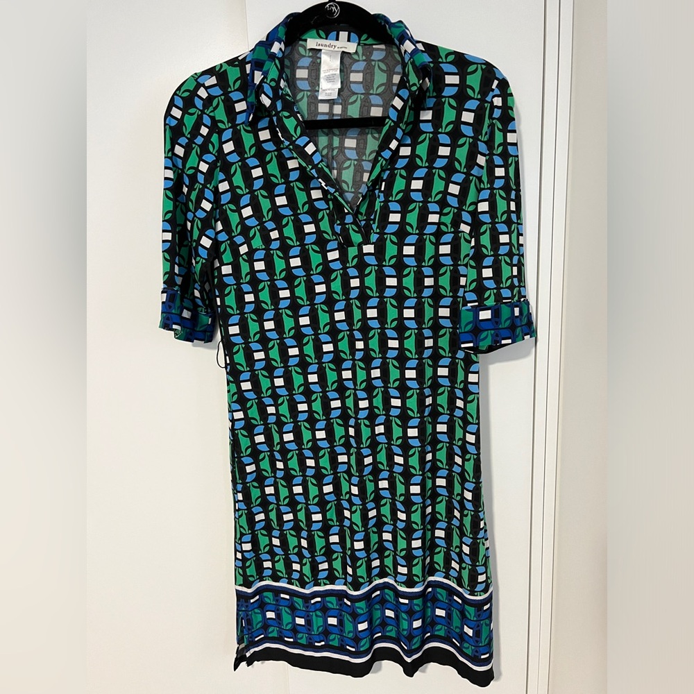 Laundry dress size 2 black, green and blue